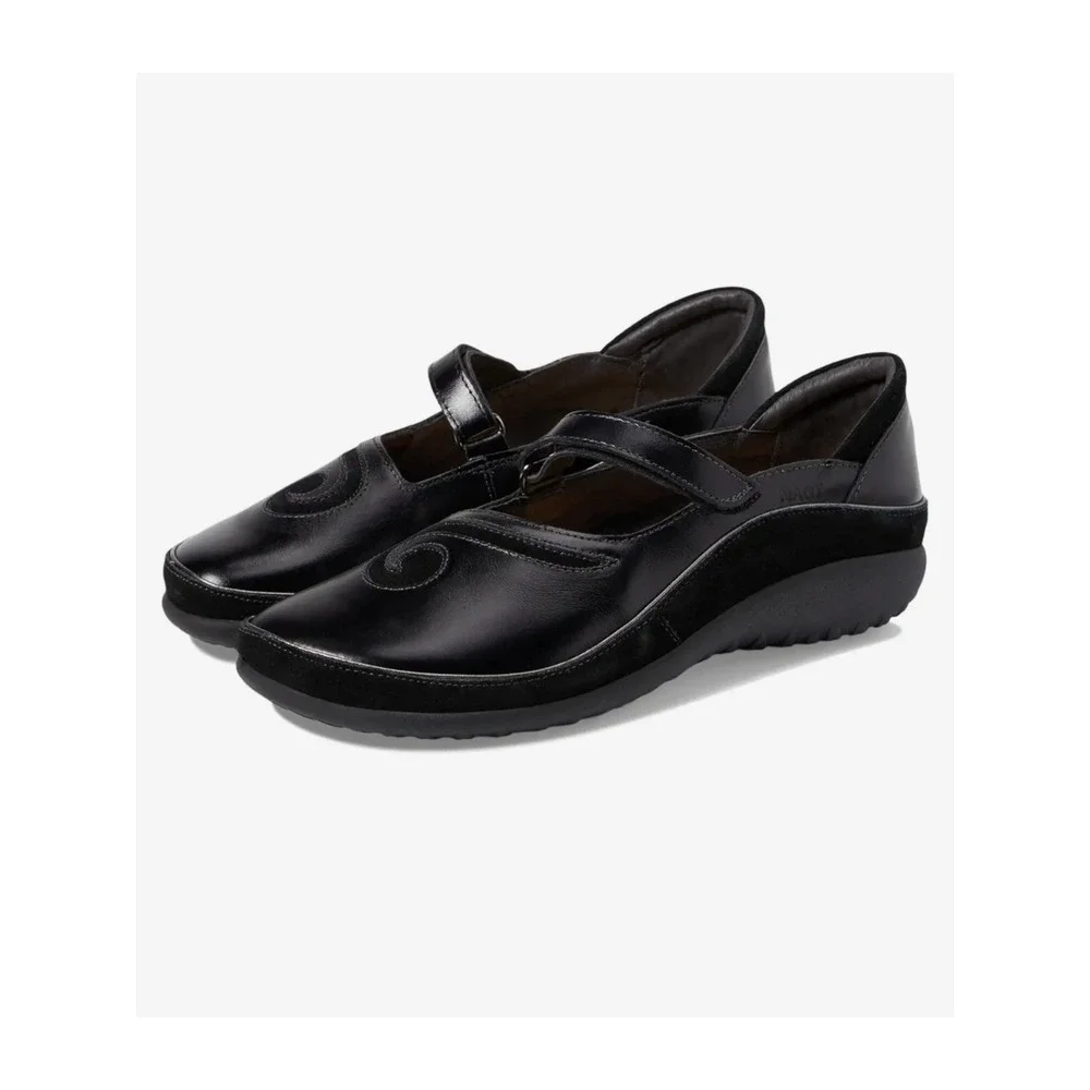 Naot Matai Mary Jane Black‎ Madres Leather Suede Swirl Shoes 37 US 6
